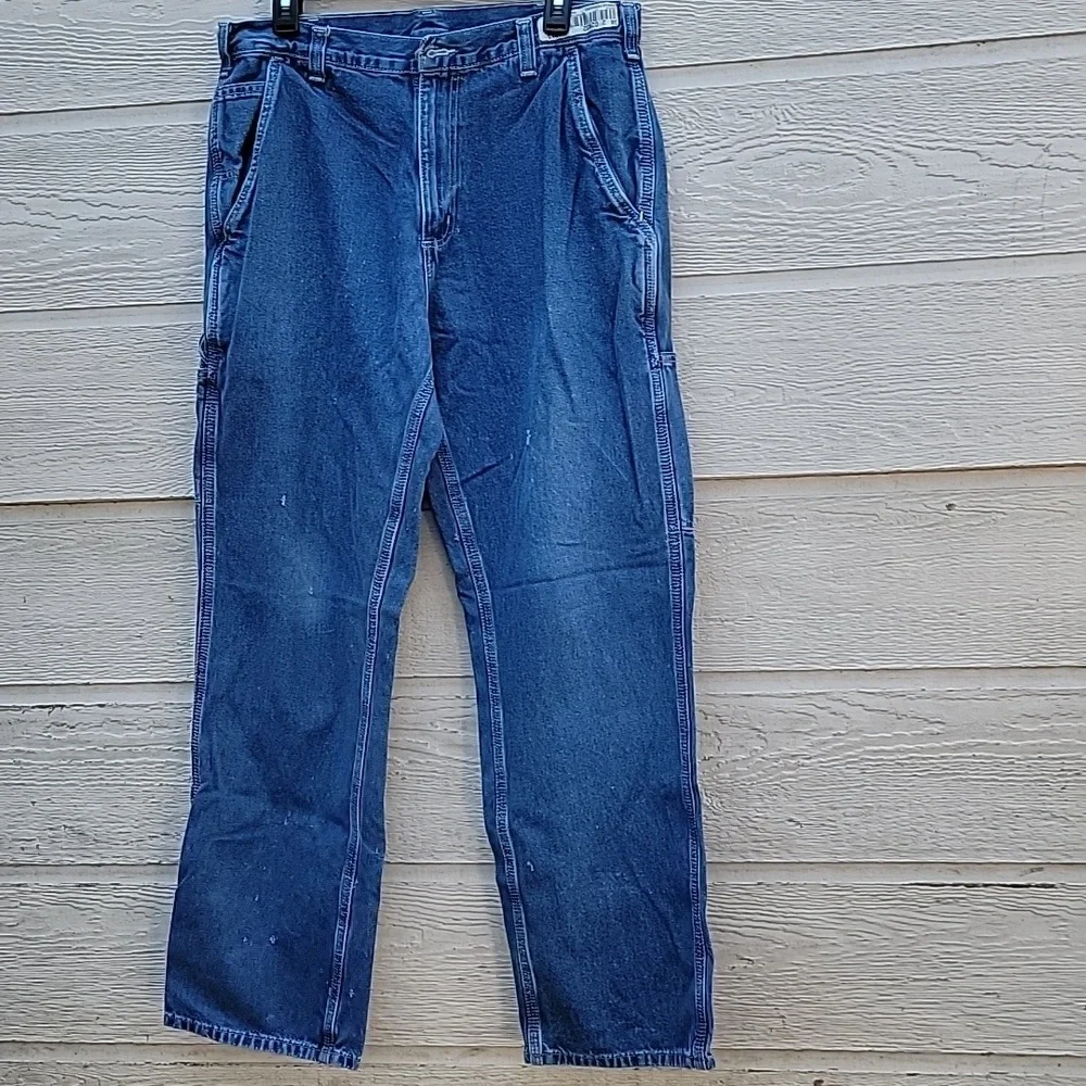 Carhartt dungaree Fit Men's jeans 5 pocket color blue size 38X32 100% cotton